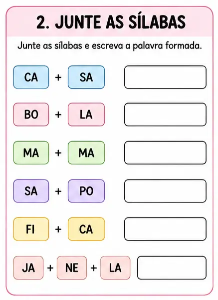Exemplo da atividade Junte as sílabas