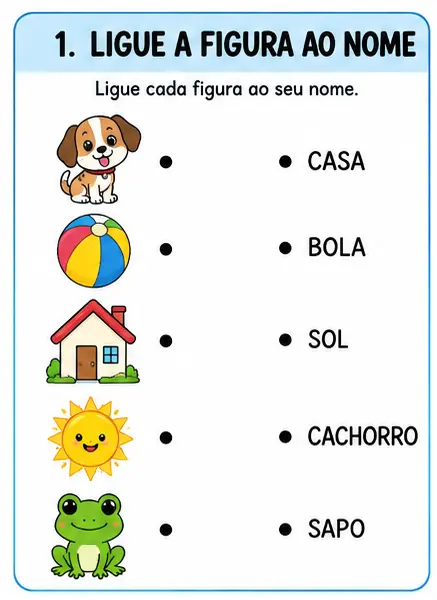 Exemplo da atividade Ligue a figura ao nome